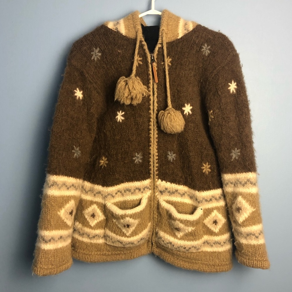 KYBER Outerwear 100% wool women’s size med zip up jacket Brown and Tan